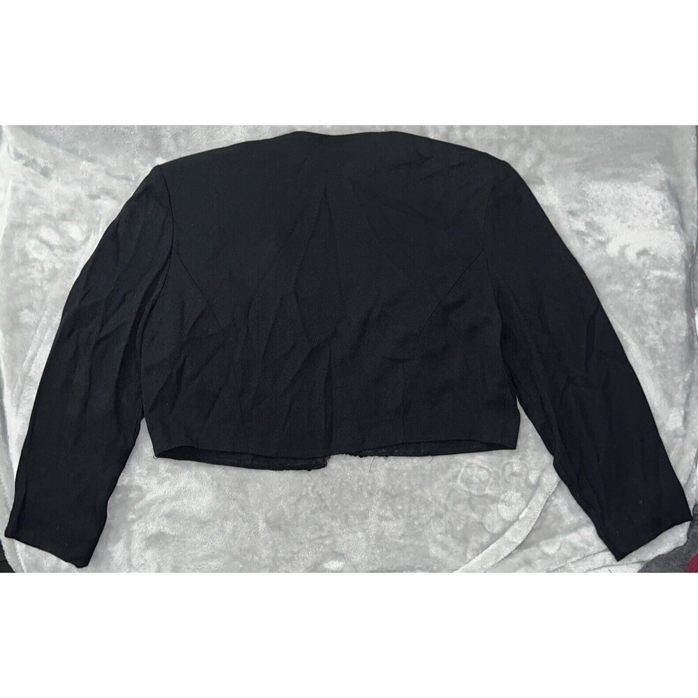 Vintage R and M Richards By Karen Kwong Black Bolero Jacket Lace Detail Women M - Picture 2 of 12